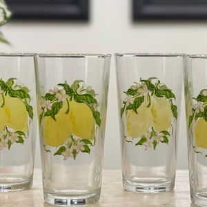 4 Vintage Kig Hand painted Lemon Glasses